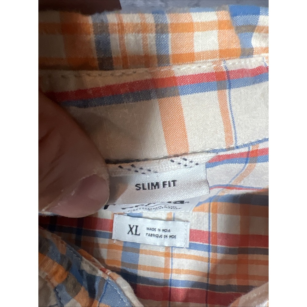 Prana Plaid Button Up Shirt Mens Sz XL Multicolor, Casual Short Sleeve Beach - Picture 2 of 8